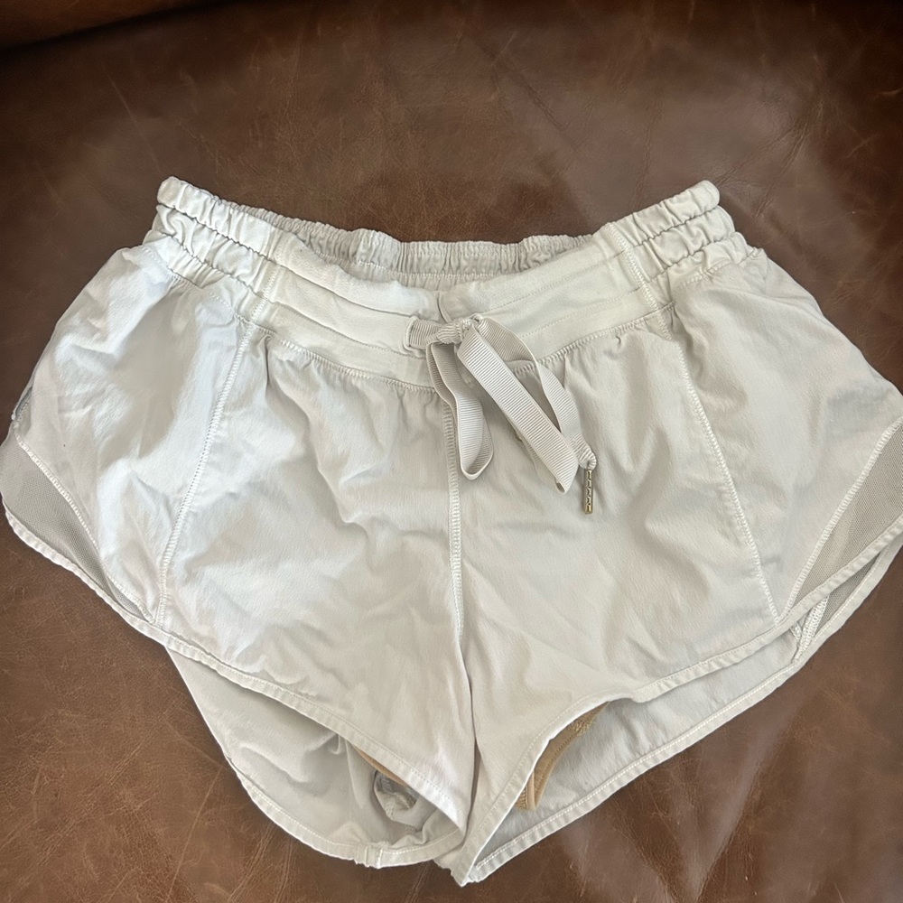 White lululemon shorts with tie